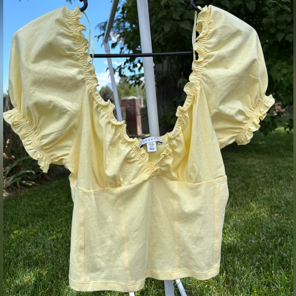 Topshop Light Yellow Ruffled Blouse